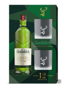 Glenfiddich 12 yo 70 CL | 2 Pahare | Cadou Whisky & Pahare |