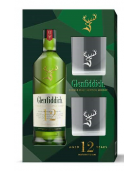 Glenfiddich 12 yo 70 CL | 2 Pahare | Cadou Whisky & Pahare |